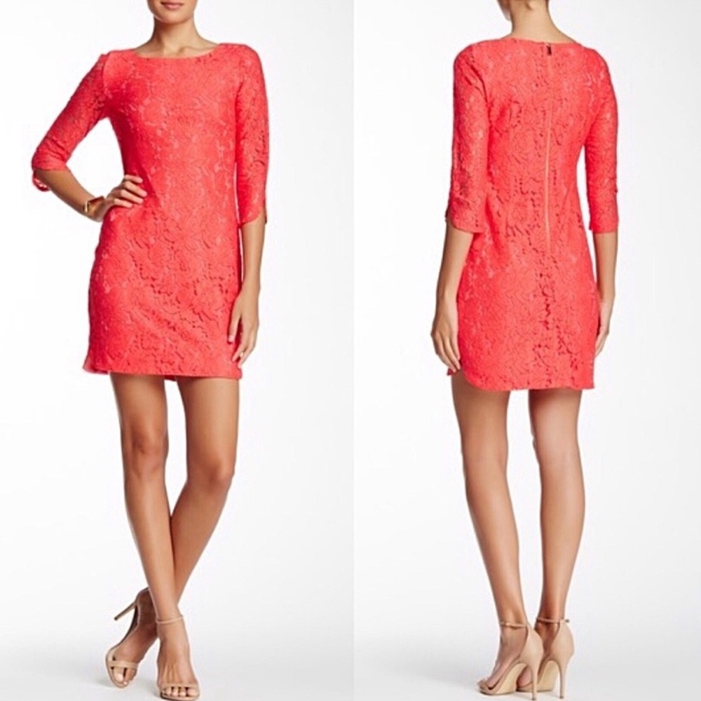 Women’s Vince Camuto Coral Lace Overlay Mini Dress Size 4